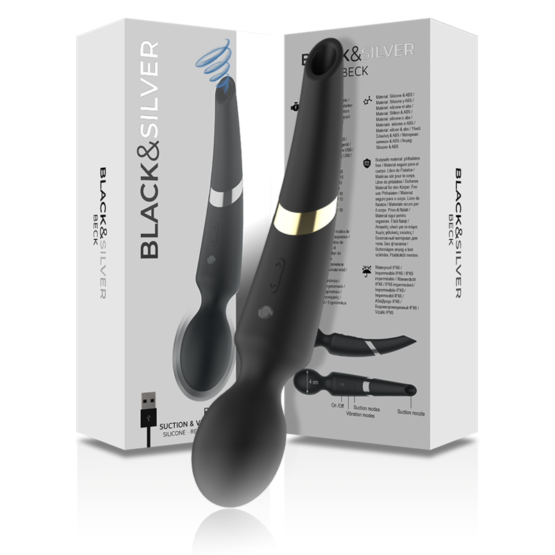 Black&Silver – Beck Wand et Stimulateur à Aspiration 2 en 1