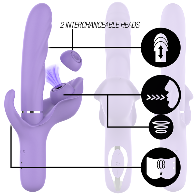 INTENSE - BILLIE VIBRATEUR À ASPIRATION RECHARGEABLE MULTIFONCTIONNEL AVEC BOUTON POUSSOIR VIOLET