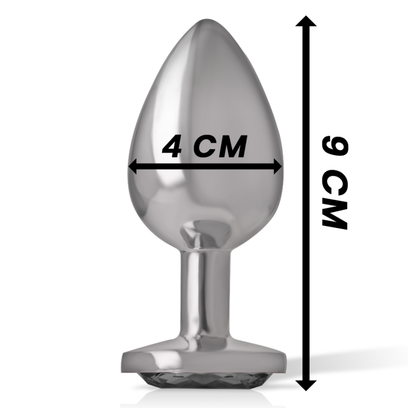 Intense – Plug Anal En Métal Aluminium Avec Verre Noir Taille L