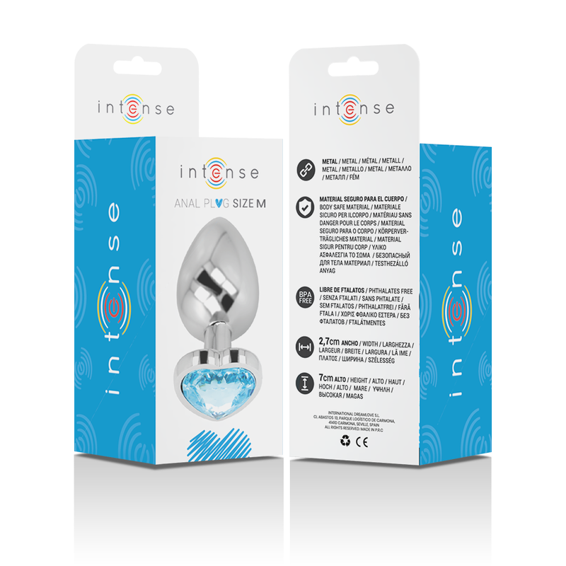 Intense – Plug Anal Métal Aluminium Coeur Bleu Taille M