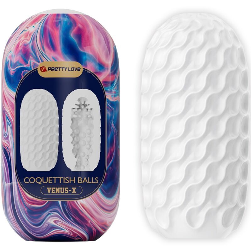 Pretty Love – Coquettish Balls Masturbateur Homme En Silicone Blanc