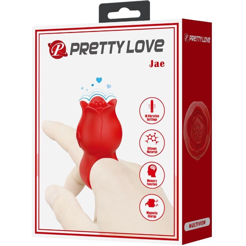 Pretty Love – Jae Vibromasseur de Doigt en Forme de Rose Rouge