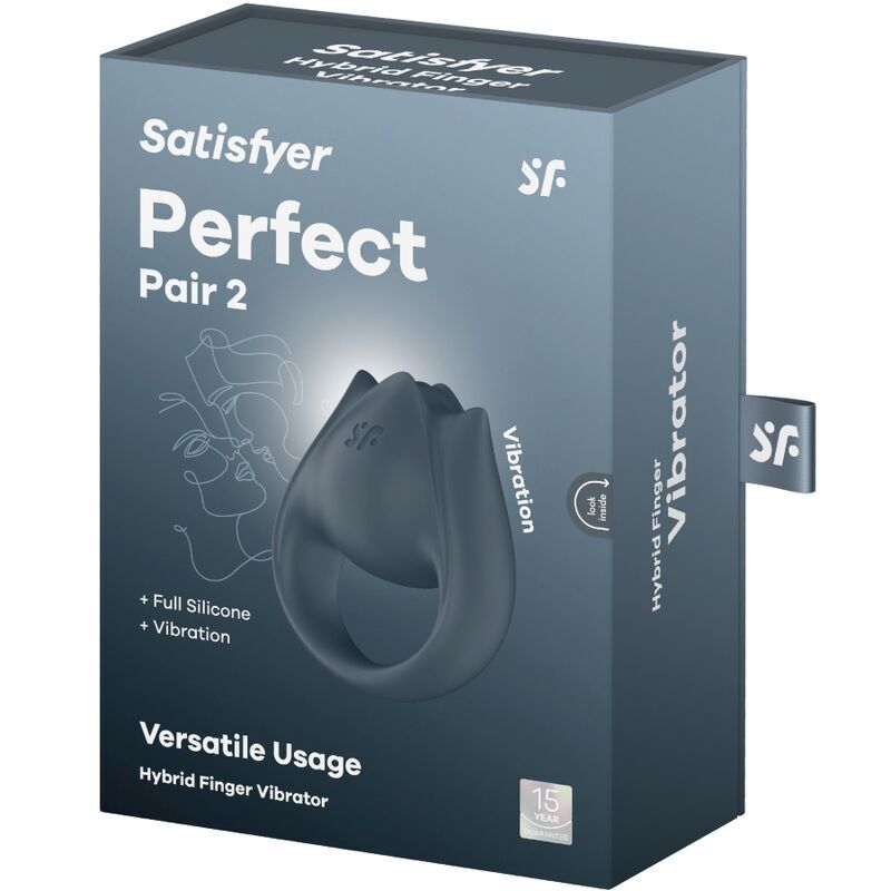 Satisfyer – Perfect Pair 2 Multivibrateur 2 En 1 Anneau Pénis Et Stimulateur De Doigts Gris
