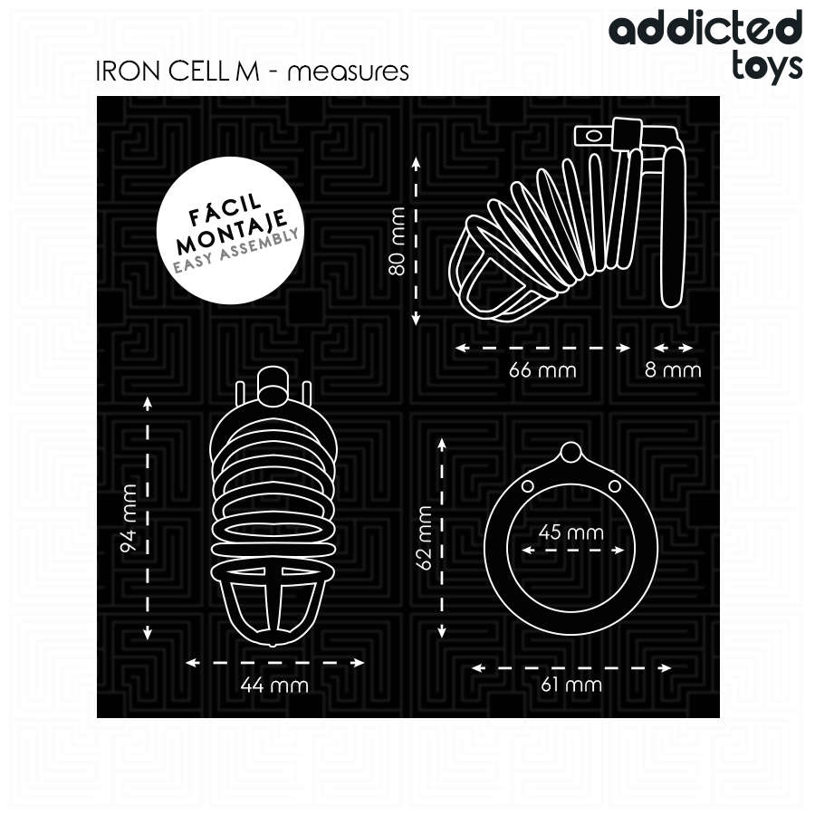 Addicted Toys – Cage de Chasteté Iron Cell en Métal Taille M