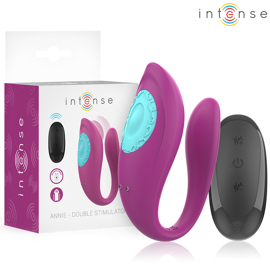 INTENSE - ANNIE VIBRATEUR ET STIMULATEUR EN U VIOLET TÉLÉCOMMANDE