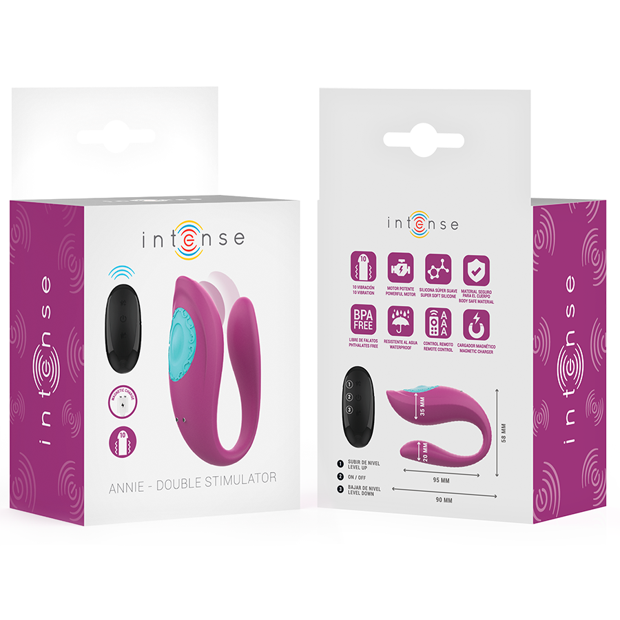 INTENSE - ANNIE VIBRATEUR ET STIMULATEUR EN U VIOLET TÉLÉCOMMANDE
