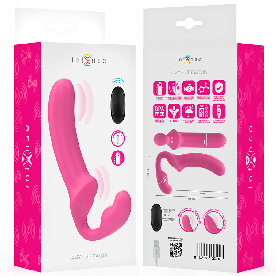 INTENSE - AMY DOUBLE VIBRATEUR 20 CM ROSE TÉLÉCOMMANDE