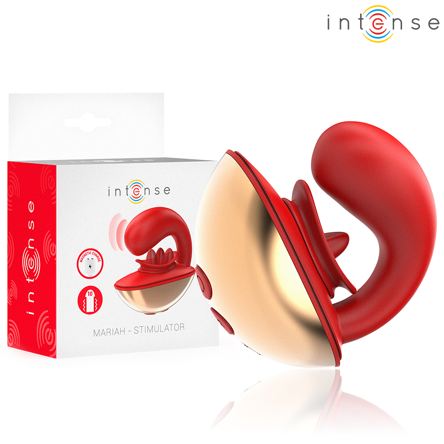 INTENSE - VIBRATEUR & STIMULATEUR MARIAH EN FORME DE U 10 VIBRATIONS ROUGE