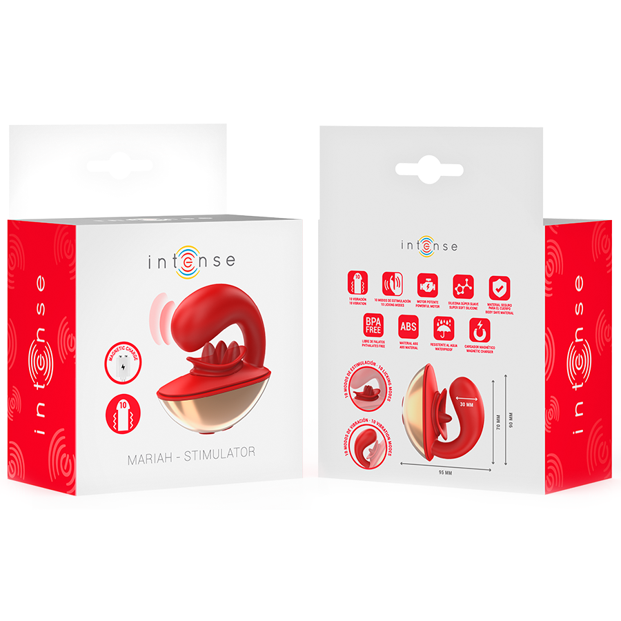 INTENSE - VIBRATEUR & STIMULATEUR MARIAH EN FORME DE U 10 VIBRATIONS ROUGE