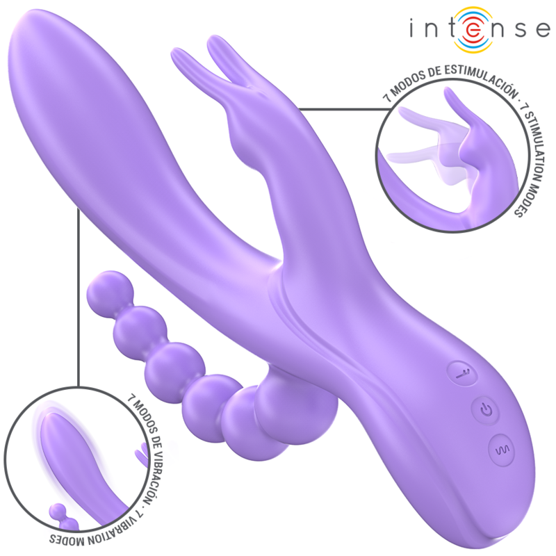Intense – Miko Triple Vibrateur Lapin & Stimulateur & Anal 7 Vibrations Violet