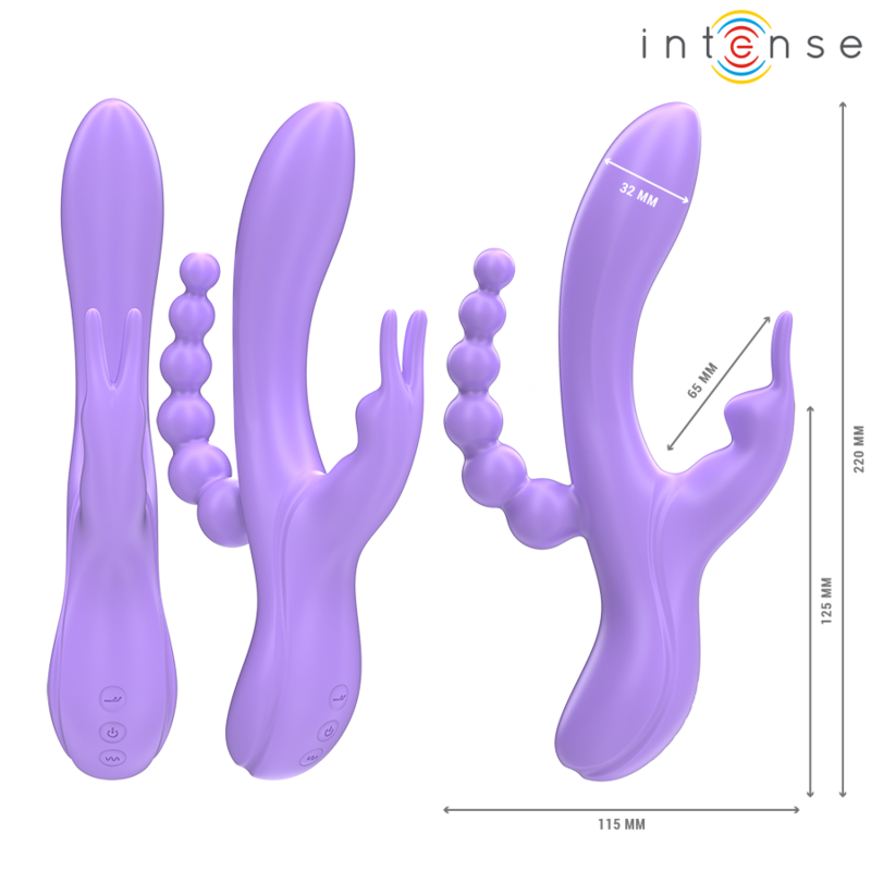 Intense – Miko Triple Vibrateur Lapin & Stimulateur & Anal 7 Vibrations Violet