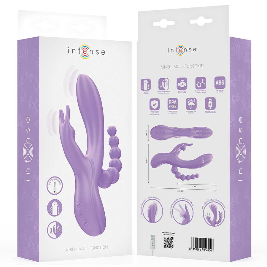 Intense – Miko Triple Vibrateur Lapin & Stimulateur & Anal 7 Vibrations Violet