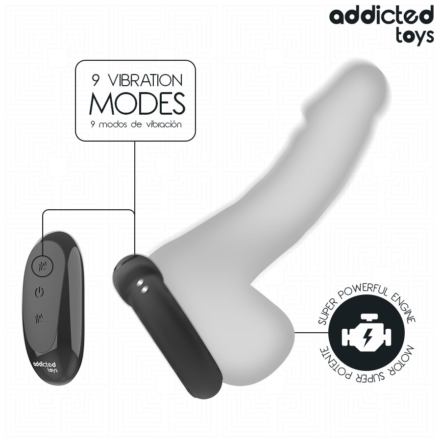 ADDICTED TOYS - ANNEAU PÉNITENTIAIRE VIBRANT À EFFET CHAUFFANT AVEC TÉLÉCOMMANDE