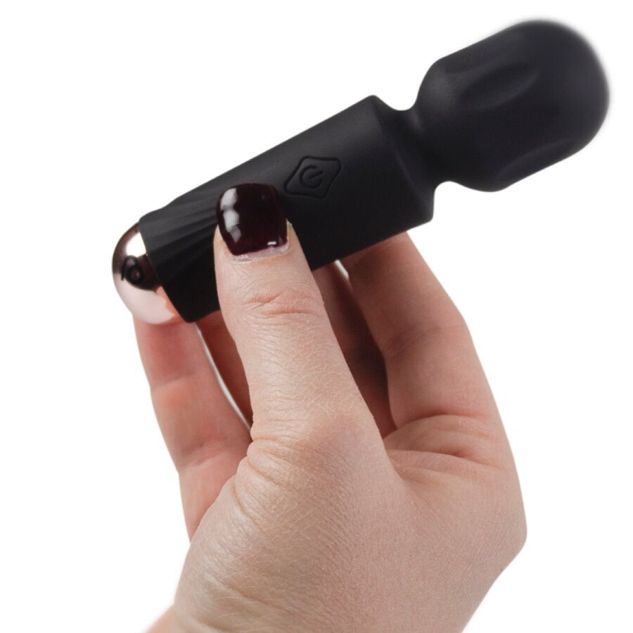 ROCKS-OFF - MINI BAGUETTE RECHARGEABLE 16 FONCTIONS TULIPE NOIRE