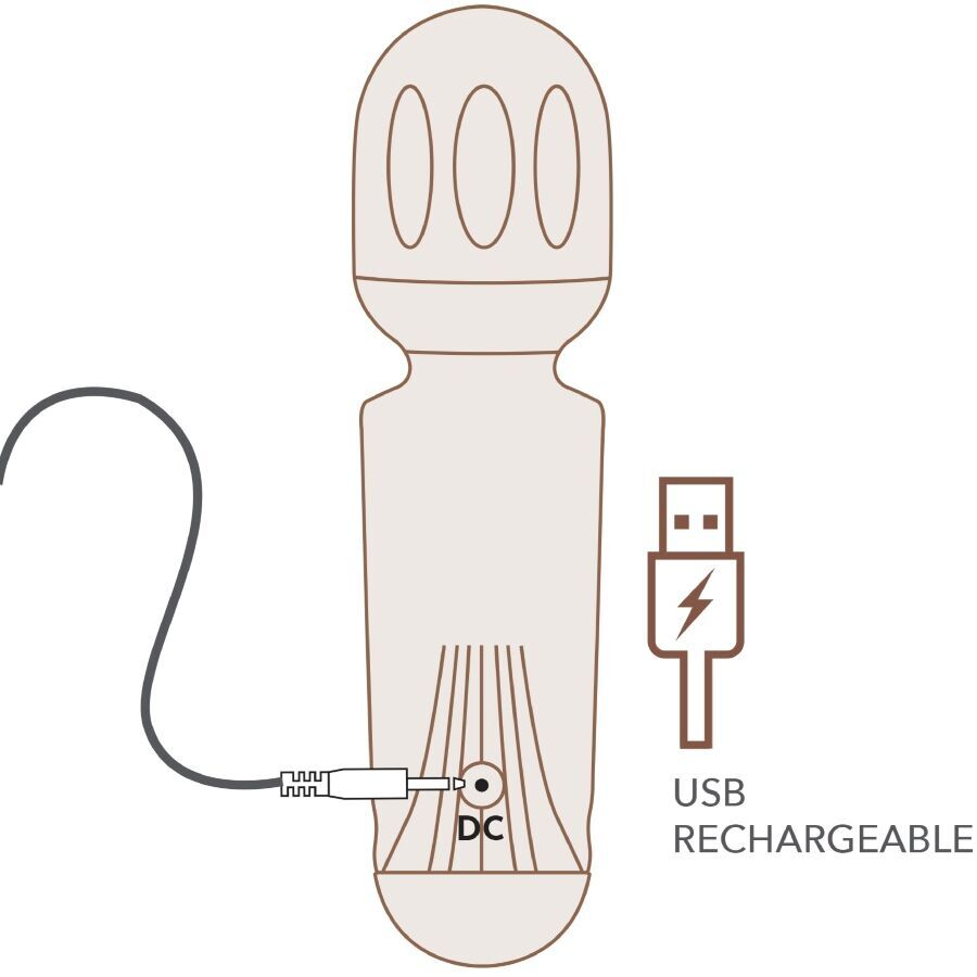 ROCKS-OFF - MINI BAGUETTE RECHARGEABLE 16 FONCTIONS TULIPE NOIRE