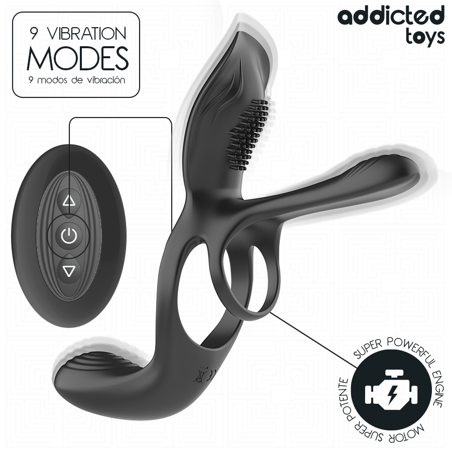 ADDICTED TOYS - ANNEAU DOUBLE PÉNIS AVEC STIMULATEUR CLITORIAL