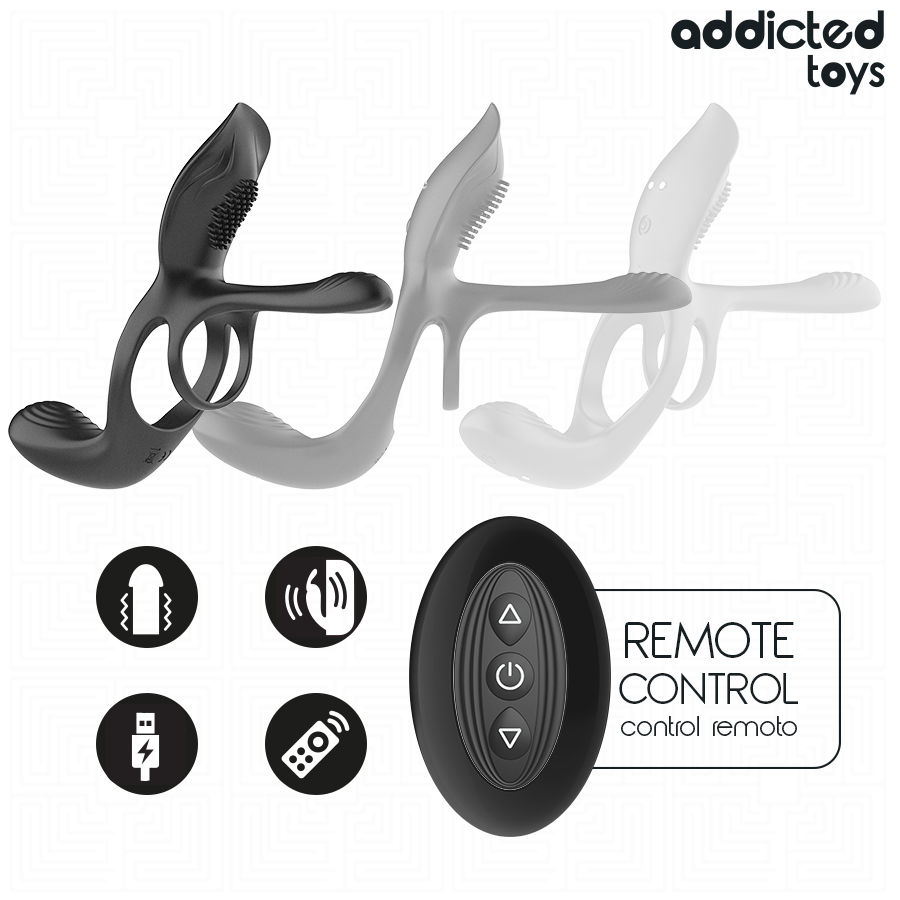 ADDICTED TOYS - ANNEAU DOUBLE PÉNIS AVEC STIMULATEUR CLITORIAL