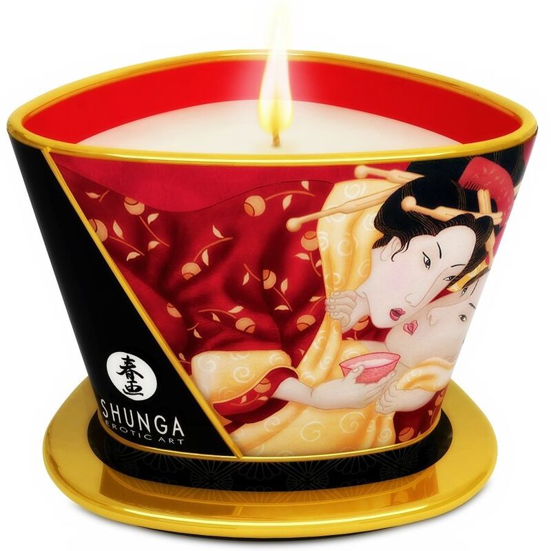Shunga – Bougie de Massage Fraise et Cava 170 ml