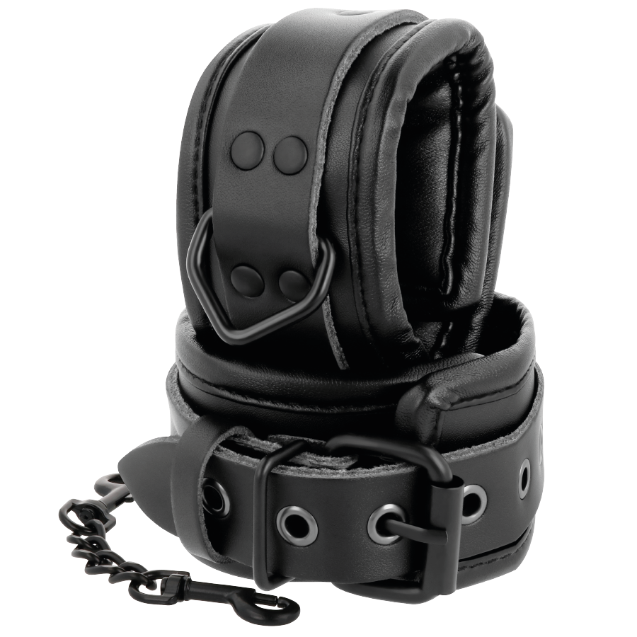 Darkness – Menottes et Collier en Cuir Noir