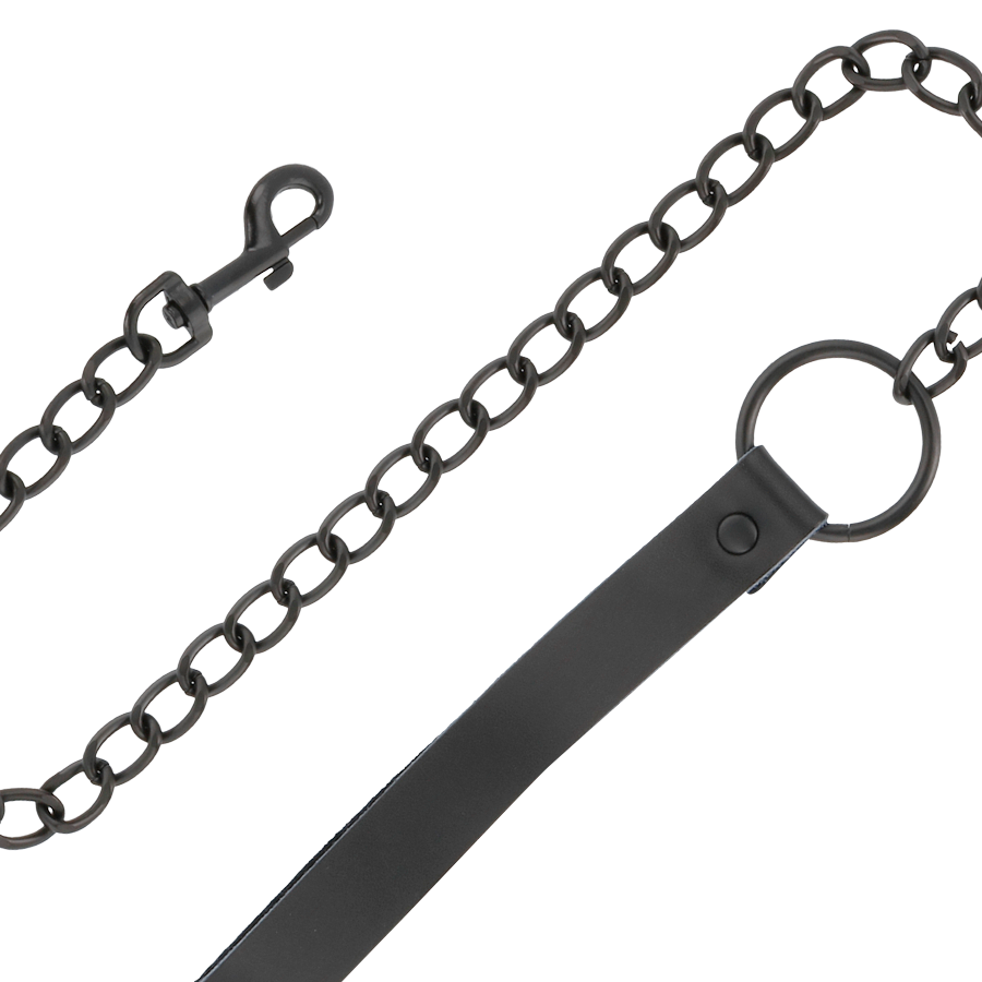 Darkness – Menottes et Collier en Cuir Noir