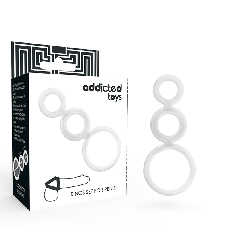 Addicted Toys – Set d’Anneaux Pénis et Testicules Transparents