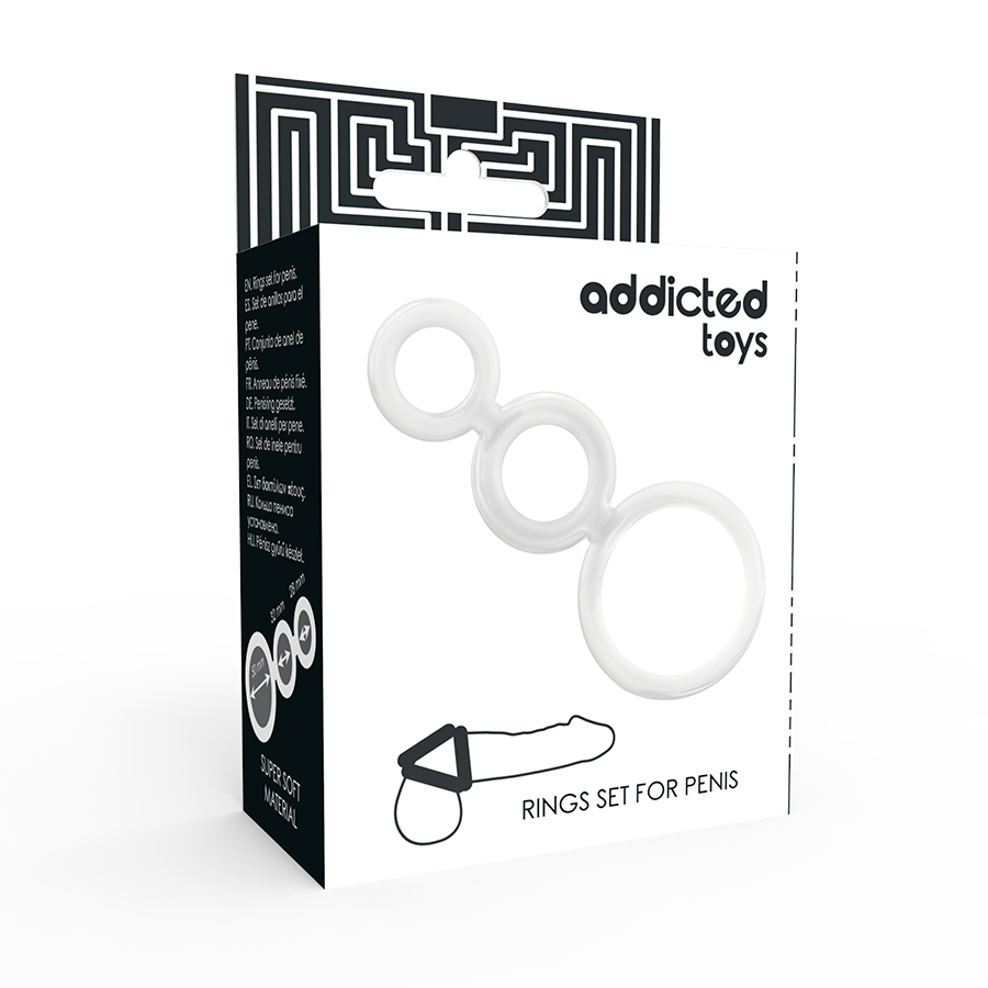 Addicted Toys – Set d’Anneaux Pénis et Testicules Transparents