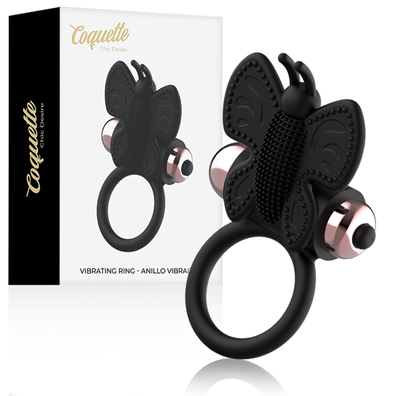 Coquette Chic Desire – Cockring Papillon Vibrant Noir/Or