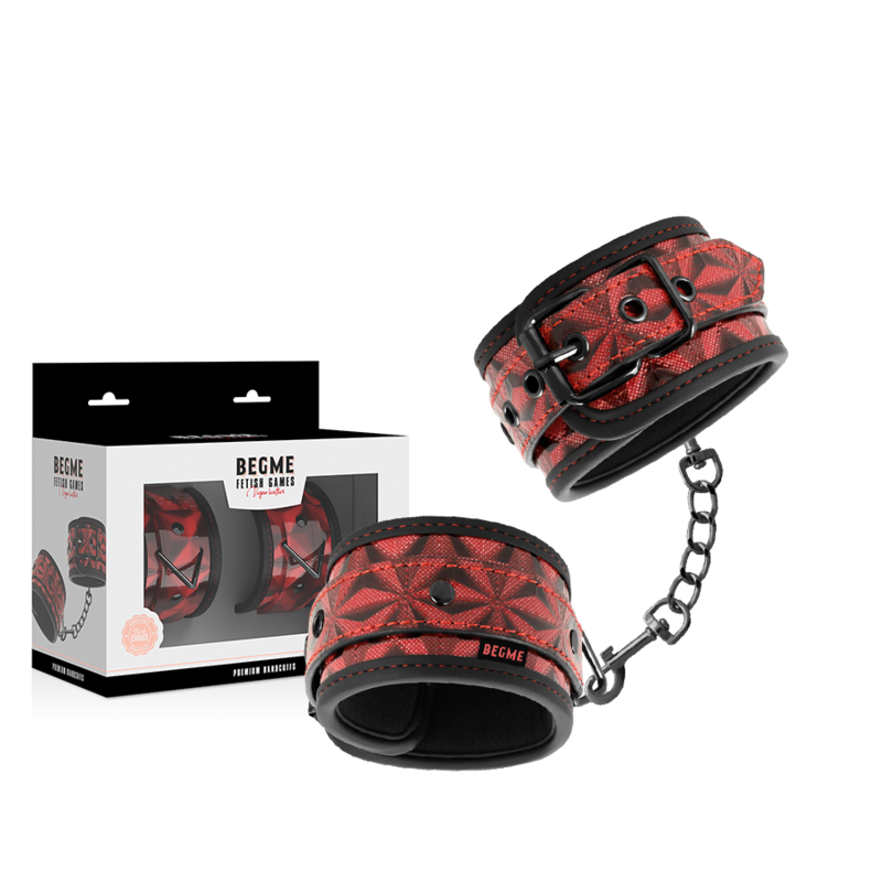 Begme – Menottes Premium Édition Rouge avec Doublure en Néoprène