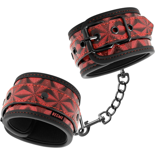 Begme – Menottes de Chevilles Premium Édition Rouge avec Doublure en Néoprène