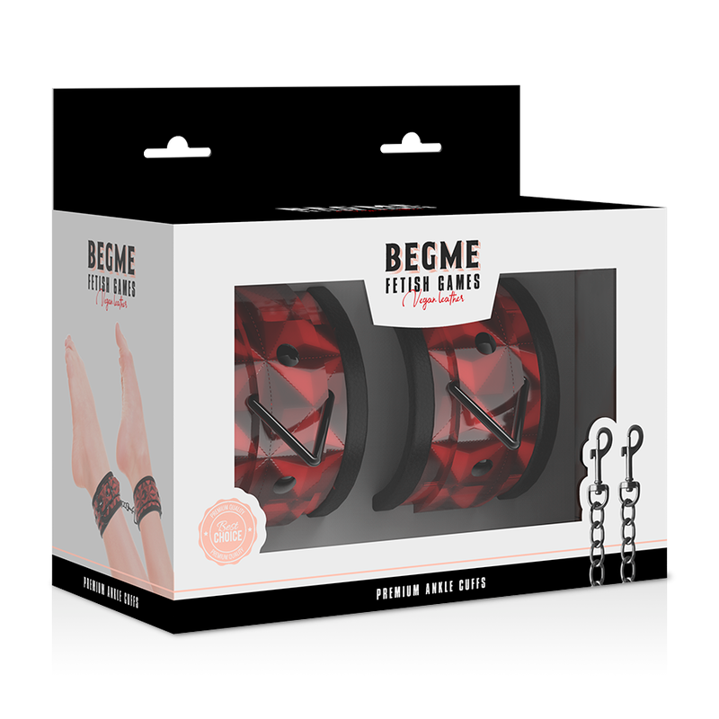 Begme – Menottes de Chevilles Premium Édition Rouge avec Doublure en Néoprène