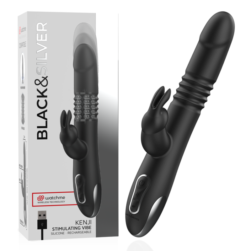 Black&Silver – Kenji Vibromasseur Rabbit Up & Down + Télécommande Watchme
