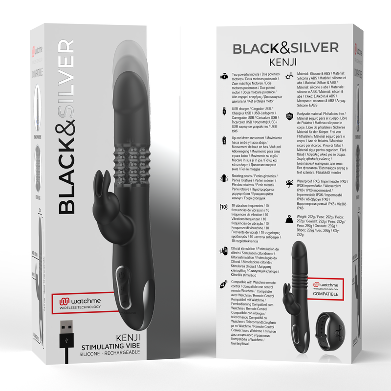 Black&Silver – Kenji Vibromasseur Rabbit Up & Down + Télécommande Watchme