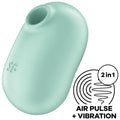 SATISFYER - STIMULATEUR ET VIBRATEUR DOUBLE AIR PULSE PRO TO GO 2 VERT