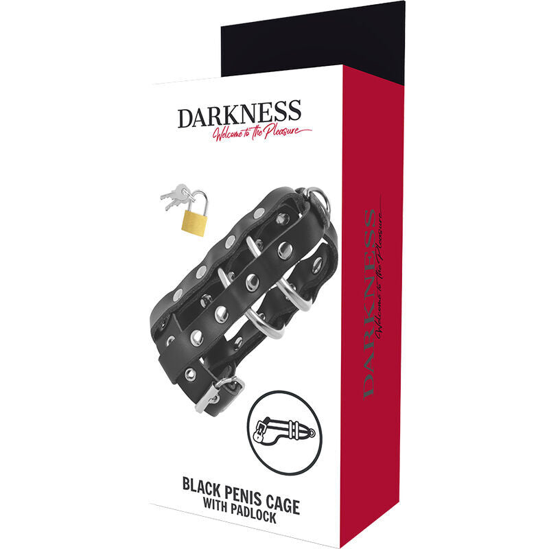 Darkness – Cage de Chasteté en Cuir avec Serrure