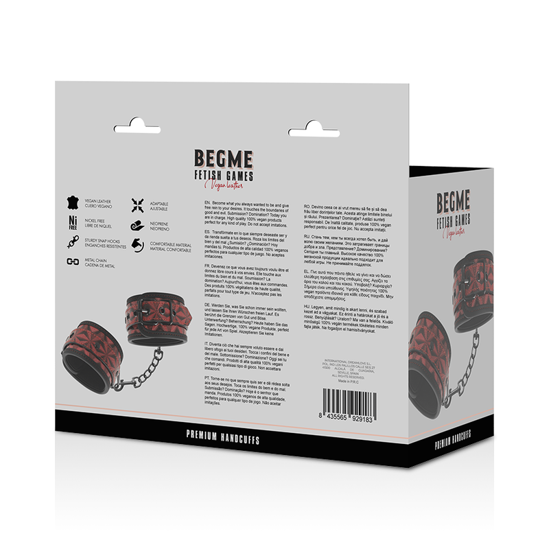 Begme – Menottes Premium Édition Rouge avec Doublure en Néoprène