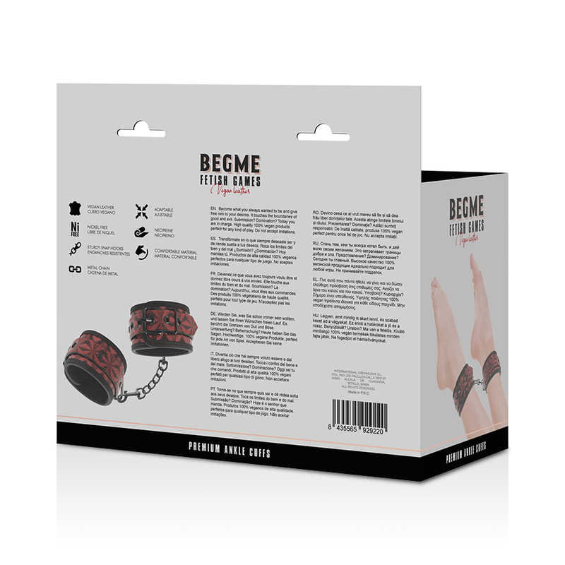 Begme – Menottes de Chevilles Premium Édition Rouge avec Doublure en Néoprène
