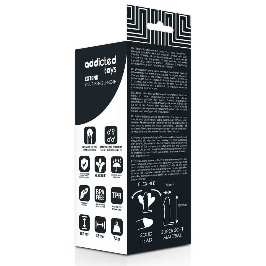 Addicted Toys – Gaine d’Extension de Pénis 18 cm