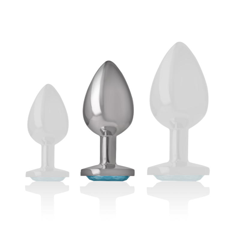 Intense – Plug Anal En Métal Aluminium Avec Verre Bleu Taille M