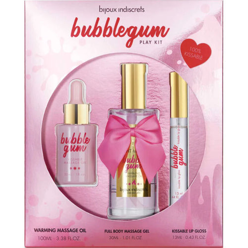 Bijoux Indiscrets – Kit de Jeu Bubblegum avec Huile, Gel et Brillant Lèvres
